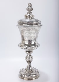 A MONUMENTAL SILVER PRESENTATION GOBLET. Berlin, 1868. A monumental cup engraved FOR THE DIRECTOR OF