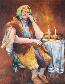 RELAXING ON SHABBOS EVE. Seymour Rosenthal, 1962. Oil on canvas.