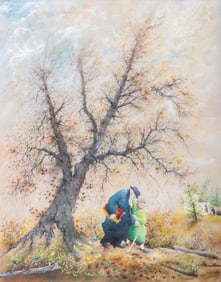 ELDERLY ORTHODOX COUPLE WALKING. Seymour Rosenthal.