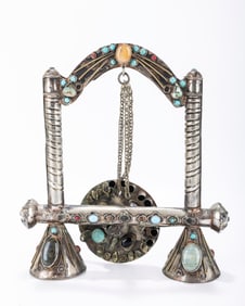 A JUDAIC DECORATIVE ORNAMENT. Probably Israel, modern. In the style of a hanging menorah. Only