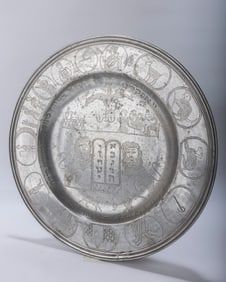A LARGE PEWTER SEDER TRAY. Germany, c.1820.