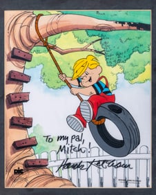 .A LIMITED EDITION DENNIS THE MENACE ANIMATION ART. Signed by Hank Ketham. With a certificate of