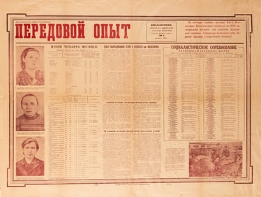 A SOCIALIST POSTER. Russian, Early Soviet period. 35” x 23”.
