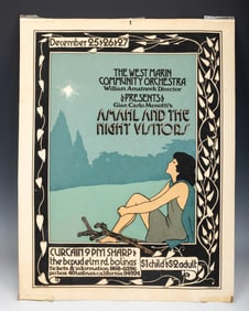 A POSTER FOR THE PLAY AMAHL AND THE NIGHT VISITORS. California, 20th century. In art nouveau style.