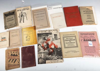 A GROUP OF 12 YIDDISH AND SOCIALIST BOOKS AND PAMPHLETS. Including Mikhoels Moscow Yiddish Theater,