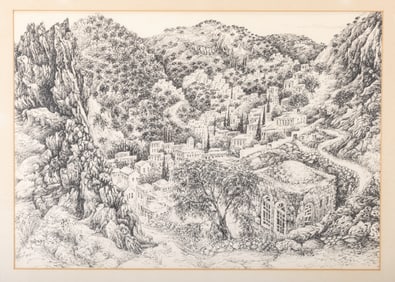BARUCH NACHSHON. Ink on paper. 19 inches x 13 inches. Nachshon was born in Haifa. His parents were