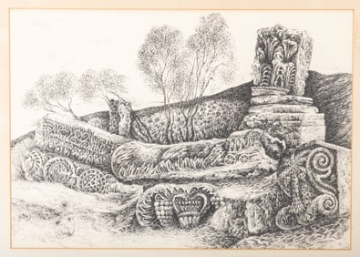 BARUCH NACHSHON. Ink on paper. 19 inches x 13 inches. Nachshon was born in Haifa. His parents were