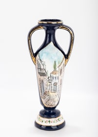 A VASE BY ZVI RAPHAELI. Israel, c. 1990. Decorated with a scene from the old city of Jerusalem.