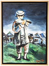 YOSL BERGNER (Vienna, 1920 - Israel 2017). Oil on canvas. Young Flutist.