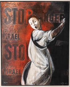 RUTH SCHLOSS (Germany, 1922 - Israel, 2013). Oil on canvas. Stop Danger.