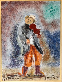 ALBERT GOLDMAN (Israel, 1922 - 2011). Oil on canvas. Young boy with violin