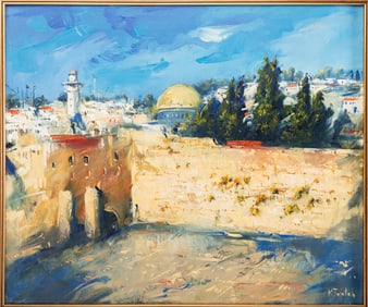 KIM TKATCH (Ukrainian - Israeli. 1963 - ) Oil on canvas.The Kotel Plaza.