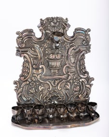 A RARE STERLING SILVER HANUKKAH LAMP BY BUCCELlATI. Italy, late 20th century in 18th century style.