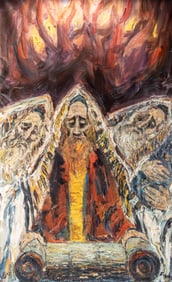 YITZCHAK FRENEL FRENKEL (Odessa, 1899 - Israel, 1981). Oil on canvas. Three rabbinical figures.
