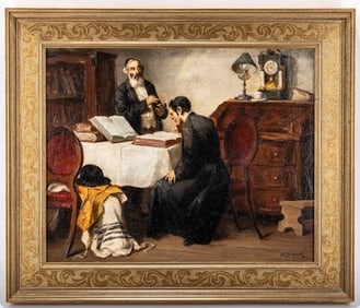 AN EXCEPTIONAL PAINTING BY MOZART ROTTMANN B.1874. Hungarian, c. 1920. Oil on canvas of a Chassidic