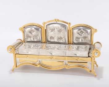 A STERLING SILVER COUCH FORM HANUKKAH LAMP BY SWED MASTER SILVERSMITHS. Jerusalem, Late 1990s. Part