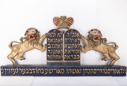 A PAIR OF LIONS FROM A HOLY ARK