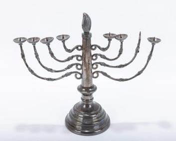 A SILVER PLATED MENORAH. Germany, c. 1890