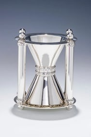 A LARGE STERLING SILVER WASHING CUP HOUR GLASS