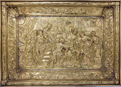A LARGE BRASS RELIEF: THE JUDGEMENT OF SOLOMON. Probably Germany, c 1900