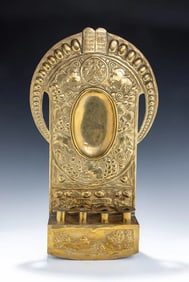 A MONUMENTAL AND RARE SABBATH WALL SCONCE BY THE BEZALEL SCHOOL. Jerusalem - British Mandate Palesti