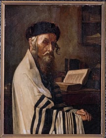 ALOIS HEINRICH PREICHENFRIED.OIL ON BOARD OF HASIDIC MAN IN PRAYER