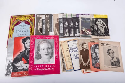 A GROUP OF VINTAGE PLAYBILLS AND OTHER MAGAZINES MANY WITH HELEN HAYES AUTOGRAPH. Including seven wi