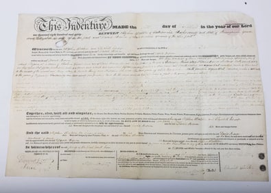 A DEED FROM BUCKS County PENNSYLVANIA. Dated 1834. Transferring a property from Stephen and Elizabet
