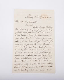 MILLARD FILLMORE (1800 - 1874). Dated April 5, 1849, Albany, New York. Thirteenth president of the U