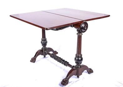 AN AMERICAN WOODEN FOLD UP TABLE BY CHARLES A. SCHINDLER West Hoboken, New Jersey, c. 1890. On four