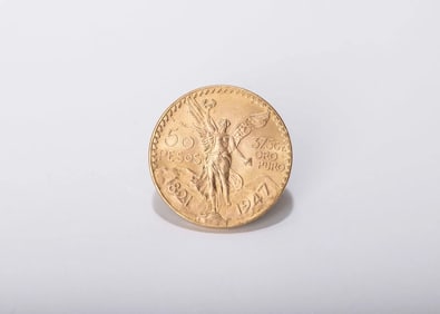 50 PESO GOLD COIN. 1947. Uncirculated condition. 1.205ozt (Actual pure Gold Weight). Overall weight