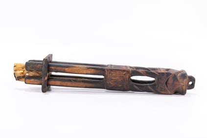 14. A WOODEN HAVDALLAH CANDLE HOLDER.Probably Israel, 20th century. In 18th century Polish style.