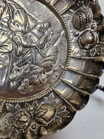 22. THREE JUDAIC SILVER DISHES. Germany 18th and 19th century. The largest one (6.7�) is