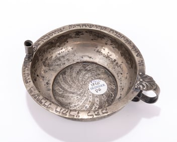 29. A CHARITY CONTAINER. Central Europe, 19th century. With a later inscription. Bowl shaped with a