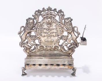 36. A SILVER HANUKKAH LAMP. Germany. In the manner of the 18th century. Marked with makerâ€