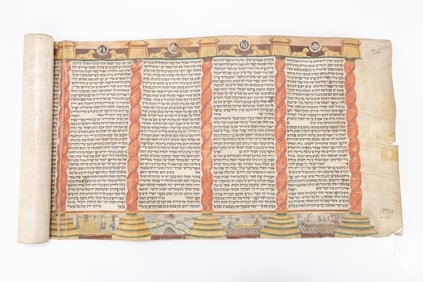 68. A HAND ILLUMINATED MEGILLAH. Poland or Hungary, c. 1880. Finely written in Ashkenaz Beis Yosef.