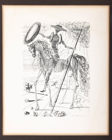 117. DON QUIXOTE BY SALVATOE DALI. This etching depicts Don Quixote on horseback and was published