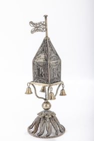 157. A LARGE FILIGREE SPICE CONTAINER. Ukraine. c.1850. Made completely of high grade spun filigree.