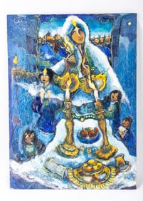 169. SABBATH BRIDE. Oil on board. Naftali Touvia Besanson (Israeli, born in France, 1980)