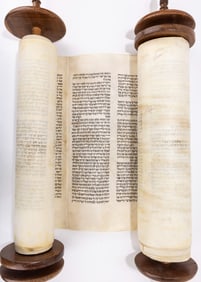 180. A LARGE SEFER TORAH. Poland, c. 1920. Ashkenaz Beis Yosef. Nice large letters in Polish minhag.