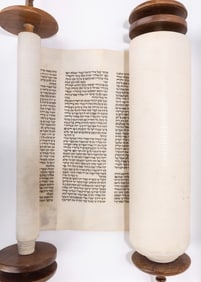 181. A LARGE SEFER TORAH. Poland, c. 1920. Ashkenaz Beis Yosef. Nice large letters in Polish minhag.