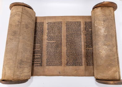 182. A PARTIAL SEFER TORAH. Morocco or North Africa. On gvil. It starts in the middle of Shemos and