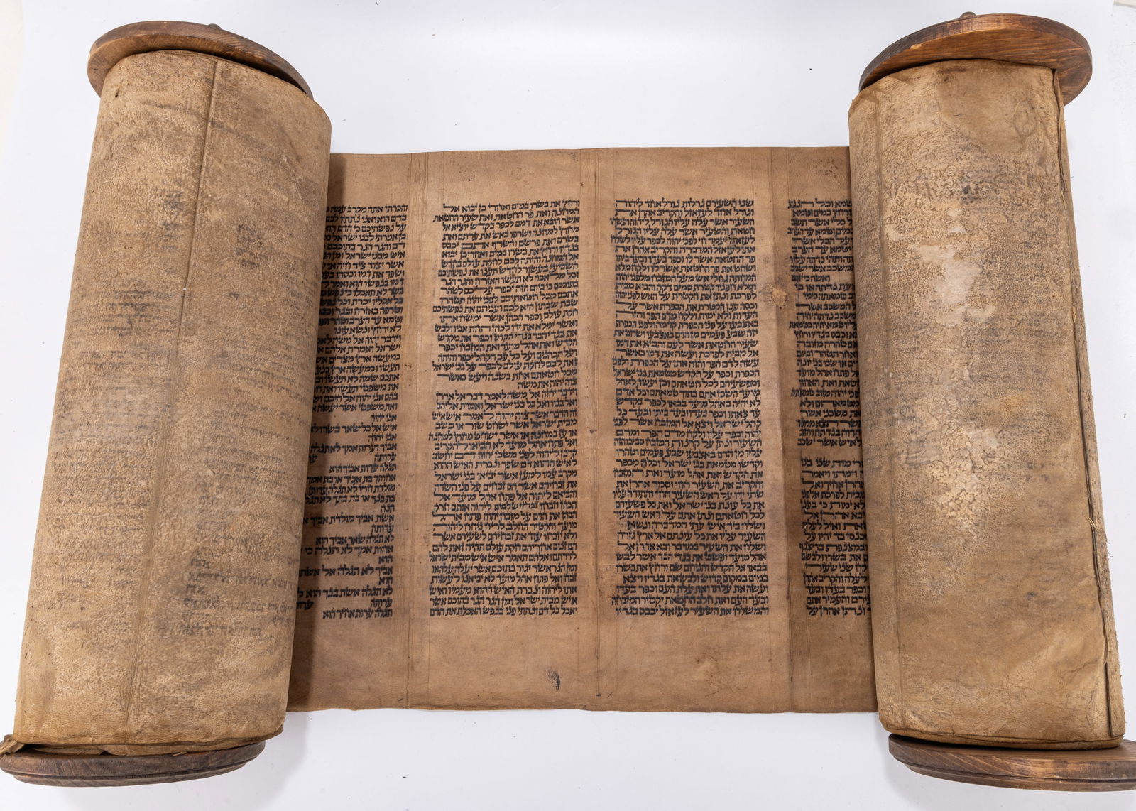 182. A PARTIAL SEFER TORAH. Morocco or North Africa. On gvil. It starts in the middle of Shemos and (1 of 1)