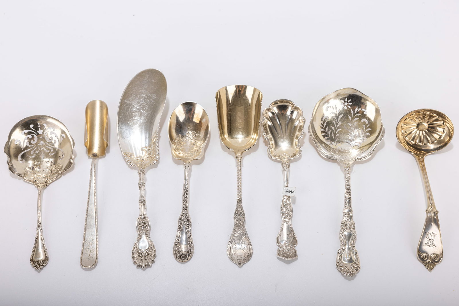 193. A GROUP OF EIGHT STERLING SILVER AND COIN SILVER SERVING PIECES. Various makers including (1 of 1)