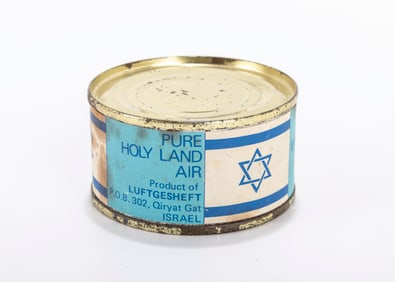 215. PURE HOLY LAND AIR. Canned air from Israel. Most likely from the 1970’s. In Hebrew,