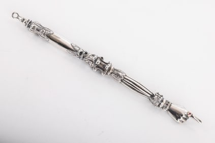 223. A MAGNIFICENT SILVER TORAH POINTER. Continental, 19th century. Classic form. With applied