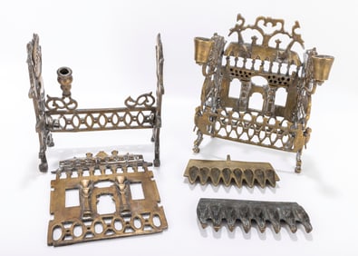 226. TWO BRASS CHANUKAH LAMPS Poland, 19th and 20th centuries Two examples of the wooden synagogue