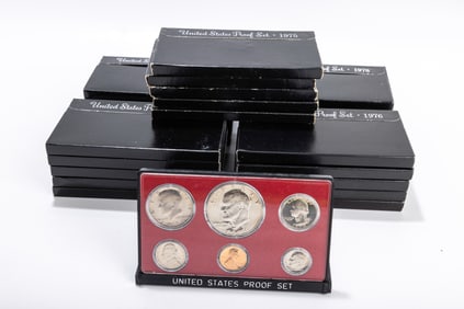 235. A COLLECTION OF PROOF SETS FROM THE 1970’S. Consisting of one set from 1974, 5 sets