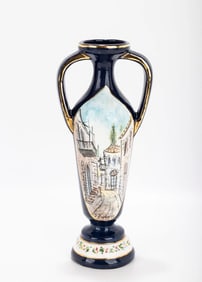 A VASE BY ZVI RAPHAELI. Israel, c. 1990. Decorated with a scene from the old city of Jerusalem. Isra
