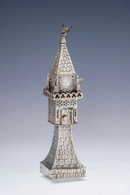 A LARGE ANTIQUE SILVER SPICE TOWER BY GEBRUDER GUTGESELL C. 1880